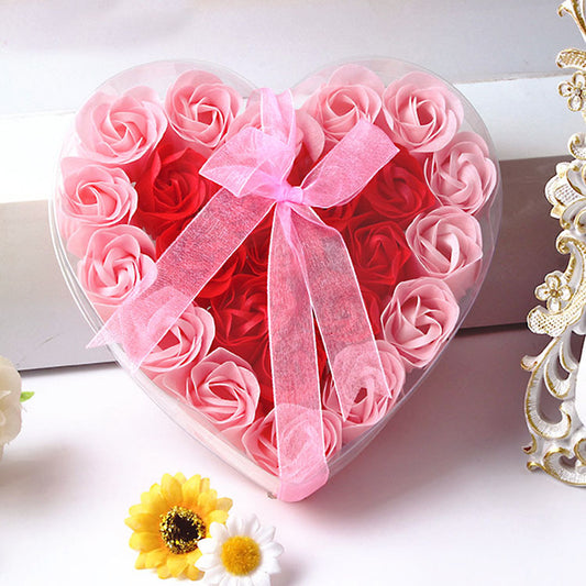 Rose-scented soap heart-shaped gift box