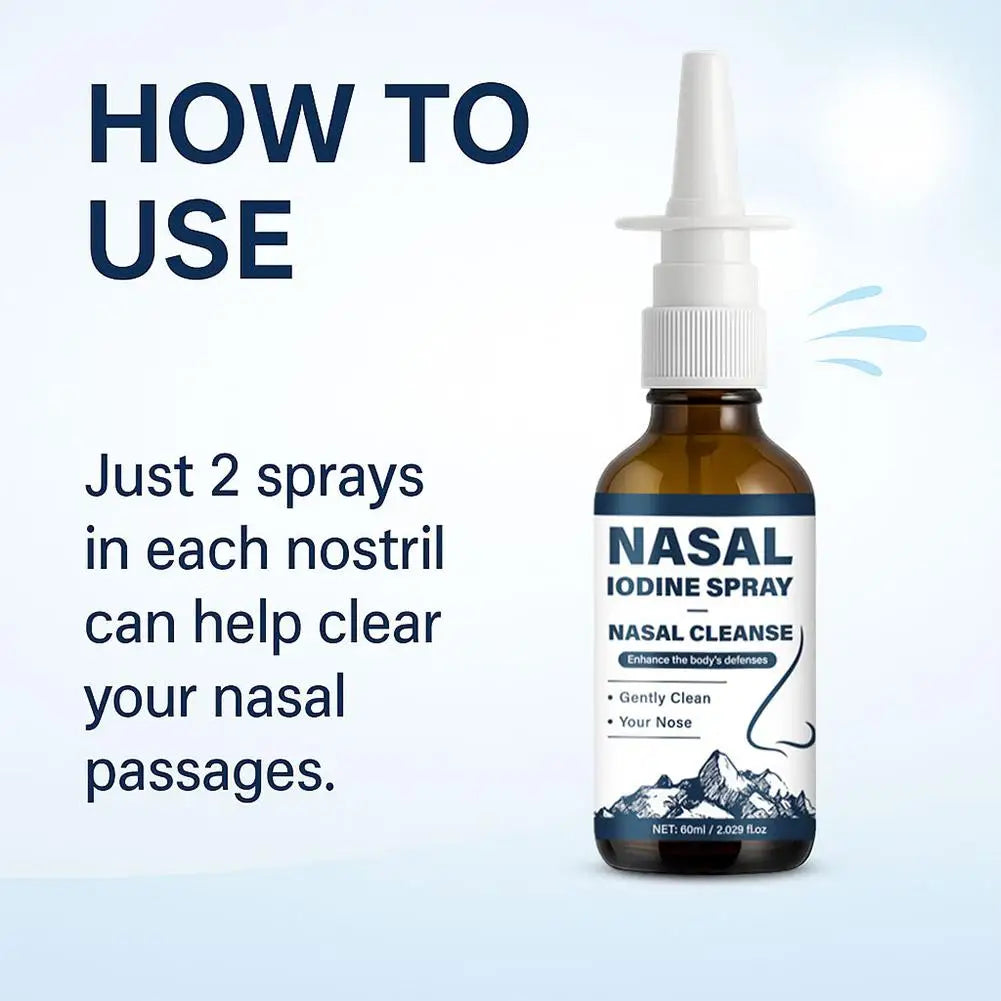 Iodine Nasal Spray - Gentle Antiseptic Nasal Rinse & Moisturizing Care for Sinus Relief, Daily Nasal Hygiene and Comfort
