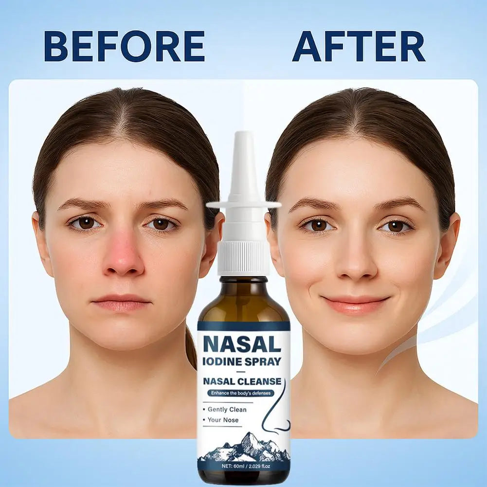 Iodine Nasal Spray - Gentle Antiseptic Nasal Rinse & Moisturizing Care for Sinus Relief, Daily Nasal Hygiene and Comfort